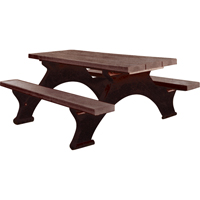 Recycled Plastic Picnic Tables, 8' L x 61-1/2" W, Brown Trail Hammer and Bolt