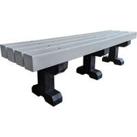 Park Bench, Recycled Plastic, 72" L x 17" W x 17" H, Grey Trail Hammer and Bolt
