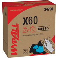 Chiffons X60 WypAll, Tout usage, 16-3/4" lo x 8-3/8" la Trail Hammer and Bolt