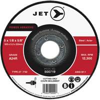 Meule &agrave; tronçonner Power Abrasive, 4-1/2" x 1/8", Arbre de 7/8", Type 27, 13 300 Tr/min Trail Hammer and Bolt