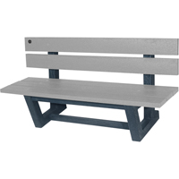 Outdoor Park Benches, Recycled Plastic, 60" L x 17" W x 17" H, Grey Trail Hammer and Bolt