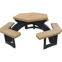 Recycled Plastic Hexagon Picnic Tables, 78" L x 78" W, Cedar Trail Hammer and Bolt