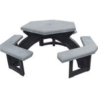 Recycled Plastic Hexagon Picnic Tables, 78" L x 78" W, Grey Trail Hammer and Bolt
