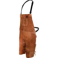 Leather Welding Apron, Split-Leg Bib, 36" L, Brown Trail Hammer and Bolt