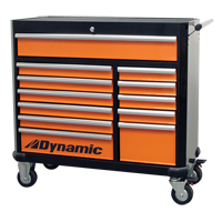 Armoire &agrave; outils mobile, 12 tiroirs, 42" la x 18" p x 41" h, Noir/Orange Trail Hammer and Bolt