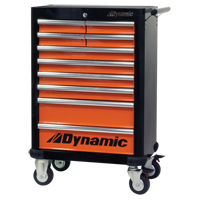 Armoire &agrave; outils mobile, 10 tiroirs, 28" la x 18" p x 43-1/4" h, Noir/Orange Trail Hammer and Bolt