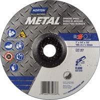 Depressed Centre Metal Grinding Wheels, 7" x 1/4", 7/8" Arbor, Aluminum Oxide, Type 27 Trail Hammer and Bolt