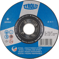 Basic 2-in-1 Grinding Wheel, 4-1/2" x 1/4", 7/8" Arbor, Type 27 Trail Hammer and Bolt