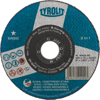 Basic 2 In 1 Cut-Off Wheel, 4-1/2" x 1/16", 7/8" Arbor, Type 1, Aluminum Oxide, 13300 RPM Trail Hammer and Bolt