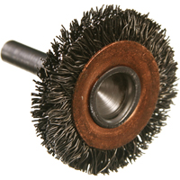 Brosses mont&eacute;es &agrave; fils cr&ecirc;p&eacute;s circulaires, 3", Fils 0,014", Tige 1/4" Trail Hammer and Bolt