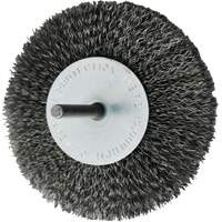 Brosses mont&eacute;es &agrave; fils cr&ecirc;p&eacute;s circulaires, 4", Fils 0,008", Tige 1/4" Trail Hammer and Bolt