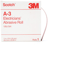 Rouleau abrasif pour &eacute;lectricien A-3 Scotch, Oxyde d'aluminium, 1" la x 75' lo, Grain 120 Trail Hammer and Bolt