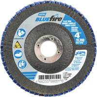 Disque &agrave; lamelles coniques R884P BlueFire, 4" x 5/8", Type 29, Grain P60, Alumine de zirconium Trail Hammer and Bolt
