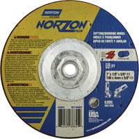 NorZon Plus SGZ  Grinding & Cutting Wheel, 7" x 1/8", 5/8"-11 Arbor, Type 27, Ceramic Alumina Trail Hammer and Bolt