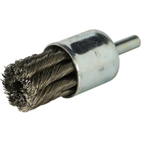 Stem Mounted Knotted Wire Brush, 3/4" Dia. x 1/4" Arbor Trail Hammer and Bolt