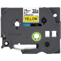 Tape Cartridge for P-touch&reg; Labeling System, 18 mm x 8 m, Black on Yellow Trail Hammer and Bolt