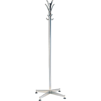 Coat Tree, 60" H, Steel, Chrome, 8 Hook(s) Trail Hammer and Bolt