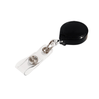 Retractable Mini-Bak&reg; ID Badge Holders, Plastic, 36" Cable, Belt Clip Attachment Trail Hammer and Bolt