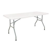 Table pliante, Rectangulaire, 72" l x 30" la, Poly&eacute;thyl&egrave;ne, Blanc Trail Hammer and Bolt