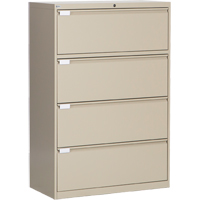 Lateral Filing Cabinet, Steel, 4 Drawers, 36" W x 18" D x 53-3/8" H, Beige Trail Hammer and Bolt
