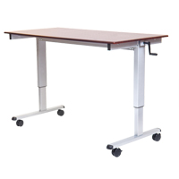 Adjustable Stand-Up Workstations, Stand-Alone Desk, 48-1/2" H x 48" W x 32-1/2" D, Walnut Trail Hammer and Bolt