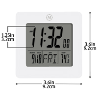 Desktop Clock, Digital, Battery Operated, 3.6" W x 1.5" D x 3.6" H, White Trail Hammer and Bolt