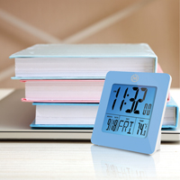 Desktop Clock, Digital, Battery Operated, 3.6" W x 1.5" D x 3.6" H, Blue Trail Hammer and Bolt