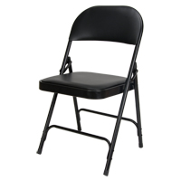 Chaise pliante rembourr&eacute;e en vinyle, Acier, Noir, Capacit&eacute; 300 lb Trail Hammer and Bolt