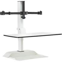 Bureau &eacute;lectrique assis/debout Soar avec bras d&eacute;cran double, Mod&egrave;le de bureau, 37-1/4" h x 27-3/4" la x 22" p, Blanc Trail Hammer and Bolt