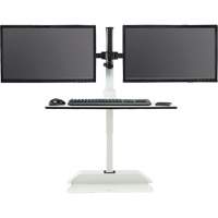Bureau &eacute;lectrique assis/debout Soar avec bras d&eacute;cran double, Mod&egrave;le de bureau, 37-1/4" h x 27-3/4" la x 22" p, Blanc Trail Hammer and Bolt
