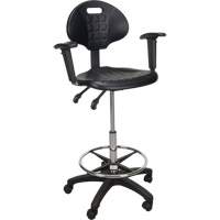 Heavy-Duty Ergonomic Stool with Adjustable Arm Rests & Nylon Stem Casters, Mobile, Adjustable Height, 250 lbs. Capacity Trail Hammer and Bolt