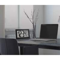 Self-Setting & Self-Adjusting Wall Clock with Stand, Digital, Battery Operated, Black Trail Hammer and Bolt