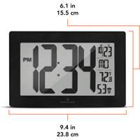 Self-Setting & Self-Adjusting Wall Clock with Stand, Digital, Battery Operated, Black Trail Hammer and Bolt