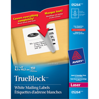 &eacute;tiquettes d'exp&eacute;dition au laser TrueBlock, 3-1/3" la x 4" la x Blanc Trail Hammer and Bolt