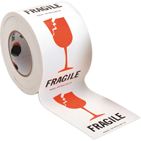 "Fragile" Special Handling Labels, 6" L x 4" W, Red on White Trail Hammer and Bolt