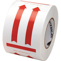 This Side Up Pictogram Special Handling Labels, 6" L x 4" W, Red on White Trail Hammer and Bolt