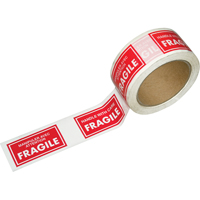 Pre-Printed Message Tapes, 1-7/8" W, White on Red Trail Hammer and Bolt