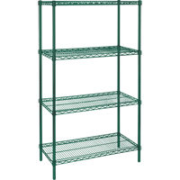 &eacute;tag&egrave;res robustes en treillis m&eacute;tallique au fini &eacute;poxy vert, 4 Tablettes, 36" la x 63" h x 24" p Trail Hammer and Bolt