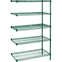 &eacute;tag&egrave;res robustes en treillis m&eacute;tallique au fini &eacute;poxy vert, Ensemble de Ajout, 5 Tablettes, 36" la x 74" h x 18" p Trail Hammer and Bolt