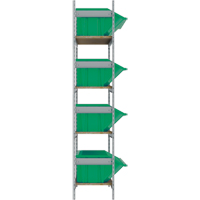 Wide Span Shelving with Jumbo Plastic Bins, Steel, Boltless, 800 lbs. Capacity, 66" W x 72" H x 18" D Trail Hammer and Bolt