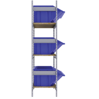 Wide Span Shelving with Jumbo Plastic Bins, Steel, Boltless, 800 lbs. Capacity, 66" W x 60" H x 18" D Trail Hammer and Bolt