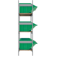 Wide Span Shelving with Jumbo Plastic Bins, Steel, Boltless, 800 lbs. Capacity, 66" W x 60" H x 18" D Trail Hammer and Bolt