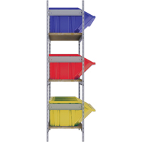 Wide Span Shelving with Jumbo Plastic Bins, Steel, Boltless, 800 lbs. Capacity, 66" W x 60" H x 18" D Trail Hammer and Bolt