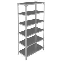 Shelving Unit, Galvanized Steel, Slotted Angle, 300 lbs. Capacity, 48" W x 72" H x 12" D Trail Hammer and Bolt