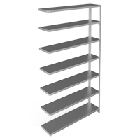 Shelving Unit, Galvanized Steel, Slotted Angle, 300 lbs. Capacity, 48" W x 84" H x 12" D Trail Hammer and Bolt