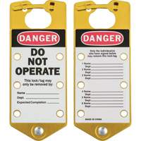 Labeled Lockout Hasps, Yellow Trail Hammer and Bolt