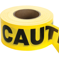 Barricade Tape, English, 3" W x 1000' L, 2 mils, Black on Yellow Trail Hammer and Bolt