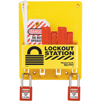 Poste de verrouillage compacte, Cadenas Thermoplastique, Capacit&eacute; de 4, Cadenas Compris Trail Hammer and Bolt