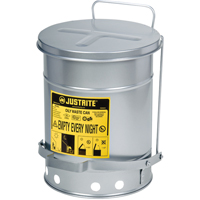 Oily Waste Cans, FM Approved/UL Listed, 6 US Gal., Silver Trail Hammer and Bolt