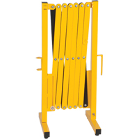 Expandable Barrier, 37" H x 11' L, Black/Yellow Trail Hammer and Bolt